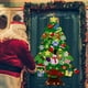 thumbnail image 5 of Árbol de Navidad de fieltro para hacer tú mismo, árbol de Navidad de fieltro para hacer tú mismo con 30 adornos navideños para la parte superior del árbol y cadena de luces para colgar en, 5 of 8
