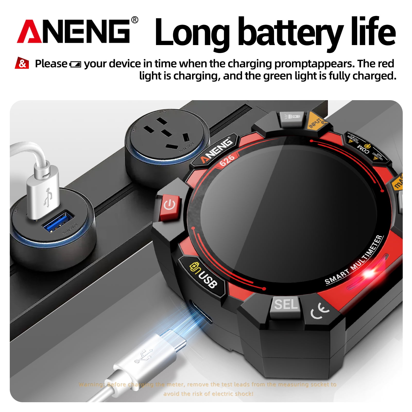 ANENG Smart Digital Multimeter 626 6000 Counts, AC/DC Voltage/Current, Resistance, Capacitance, Temperature, NCV Tester 1 Pack