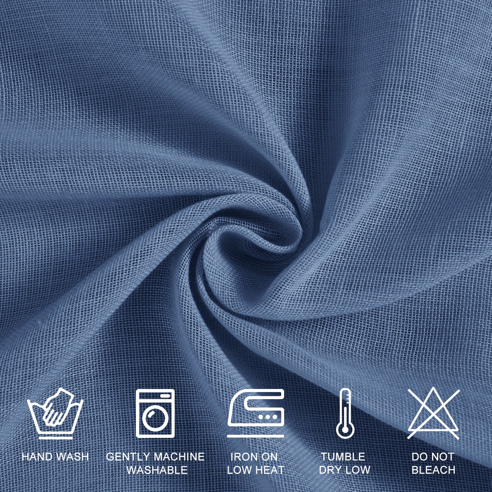 XWZO Semi Sheer Linen Curtains,Privacy Enhancing & Light Filtering Rod Pocket Drapes for Living Room with Tiebacks(Denim,W52 x L84 Inch,2 Panels)