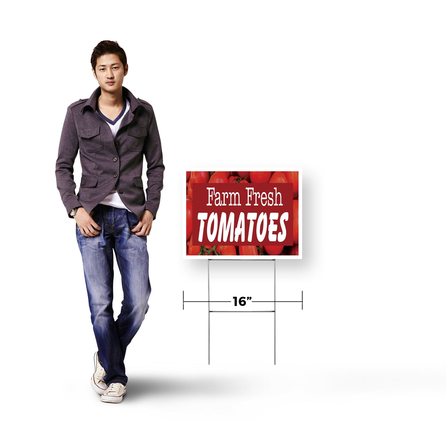 Farm Fresh Tomatoes Yard Sign 12 Inch x 16 Inch Single Sided Weatherproof Heavy-Duty Plastic with Stake | Juicy Vegetables, Local Produce, Healthy Choices | Made in USA