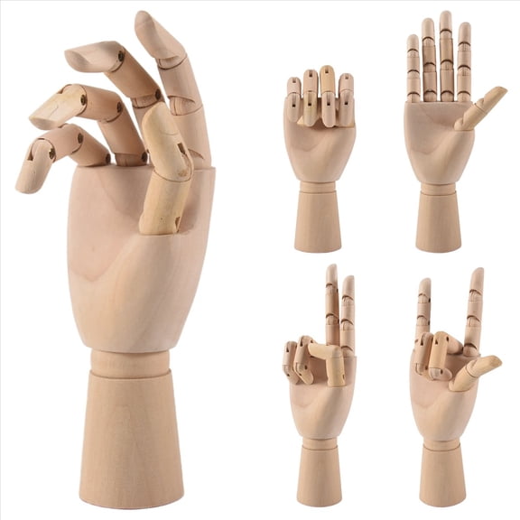 Rollbacks & More Wood Artist Drawing Manikin Articulated Mannequin with Wooden Flexible Fingers 10 inch Right Hand