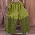 thumbnail image 5 of VEKDONE Women Wide Leg Pants Fashion Color Block Patchwork Palazzo Pants Summer Casual Elastic Waist Loose Fit Travel Trousers with Pockets Green XL, 5 of 6