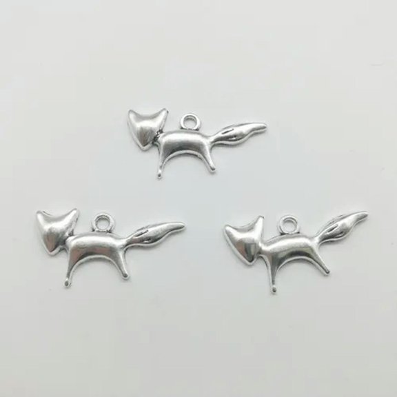 U8MO 10/30/80pcs fox antique silver charms pendants jewelry DIY beads 28*15mm-10pcs