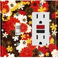 thumbnail image 1 of Metal Light Switch Plate Cover Japanese Flower Pattern Green Wallpaper  FLW040, 1 of 13