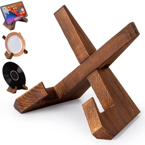 LQQBOX Cookbook Stand, Wooden Recipe Book Holder, Cook Book Stand for Kitchen Counter, Multifunctional Display Stand, Kitchen Counter Decor - Brown