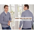 thumbnail image 6 of COOFANDY Men's Shawl Collar Pullover Sweater Slim Fit Casual Button Cable Knit Sweaters, 6 of 10