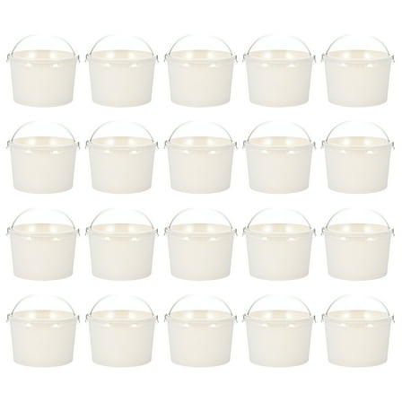 ACDANC 50 Sets Disposable Yogurt Bowl Paper Ice Cream Cups Bowls Lidded Cake Bowls