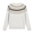 thumbnail image 4 of ThriftyPlait Fair Isle Crew Neck Sweater for Women Casual Long Sleeve Pullover Top Loose Fit Vintage Knitted Jumper Fall Winter Holiday Blouse, 4 of 7