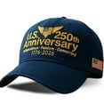 thumbnail image 2 of 250th Anniversary Tribute Cap, Adjustable Retro Patriotic Hat with Flag Detail, Army Edition, Made in U.S., Celebrate U.S. 250 Years with Honor, Navy, 2 of 7