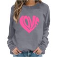 thumbnail image 7 of Crewneck Sweatshirts Valentines Day Tops Womens Long Sleeve Love Heart Printed Loose Pullover Fall Spring Clothes (XL, Gray), 7 of 7