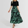 thumbnail image 1 of Summer Dresses for Women 2025 Floral Print Wrap Short Sleeve Maxi Patchwork Ruffle A Line Sun Dress Dark Green S, 1 of 5