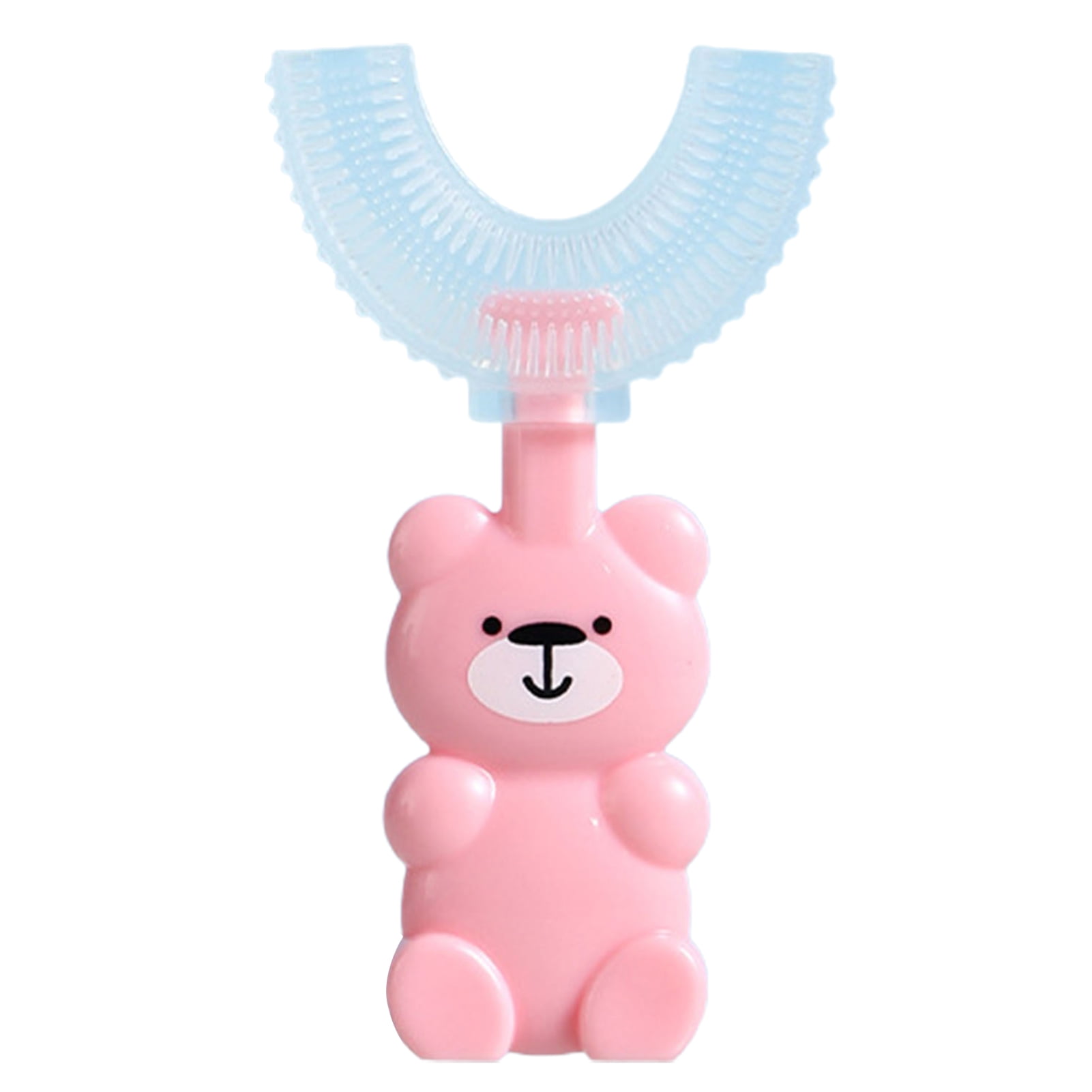 Opolski Eye-catching U-Shape Bear Design Children Toothbrush Silicone Eliminate Bad Breath Newborn Toothbrush Gum Care Tool
