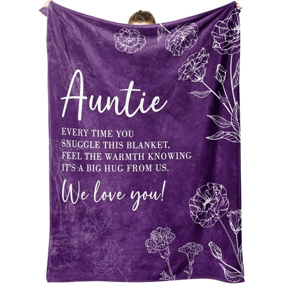 GiltGlimmer Aunt Gifts for Christmas, Auntie Gift Ideas, Aunt Birthday Gifts from Niece Nephew, to My Auntie Throw Blanket 50 x 60, Purple