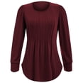 thumbnail image 4 of Gyexs Long Sleeve Shirts for Women Business Casual Tops Dressy Blouses Scooped Neck Tunic Tops with Smocked Red, Size XL, 4 of 5