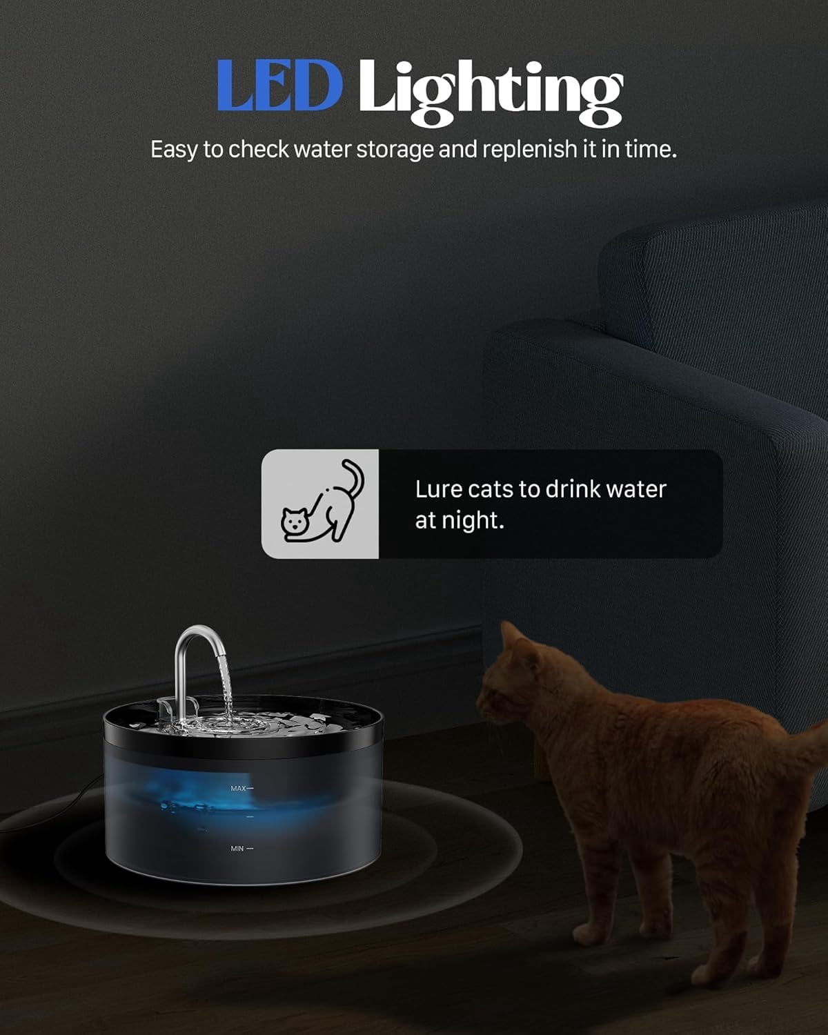 Large 3.2L Pet Water Fountain for Cats Indoors with 6 Filters & 3 Sponges