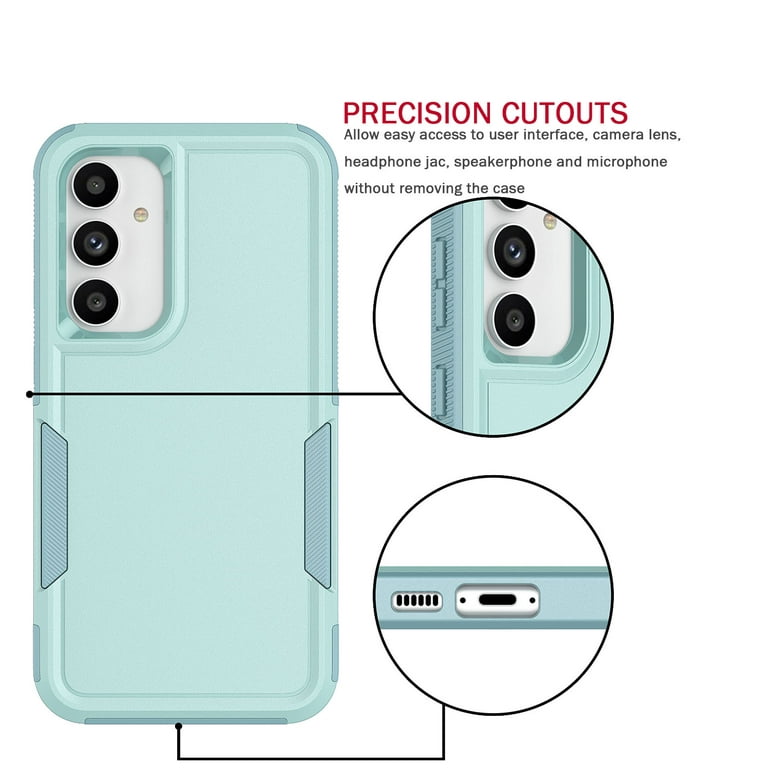 Samsung Galaxy S23 FE Case with Tempered Glass Screen Protector, Tekcoo  Heavy Duty Rugged Shockproof Full Body Protective 2-IN-1 Phone Case Cover  for Galaxy S23 FE, Mint Green 