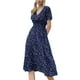 thumbnail image 1 of Txlixc Vestido de Verano para Mujer, Estampado Floral Cuello en V Manga Corta Falda Casual de Cintura Delgada para Damas, 9 Colores Txlixc  Estilo de ocio, 1 of 7