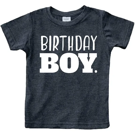 children's wear Toddler Birthday Boy Short Sleeve Graphic T-Shirt, Heather Grey Party Top
