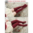 thumbnail image 4 of Luxtrada Women Knit Over The Knee Long Socks Striped Thigh High Stocking Socks, 4 of 7