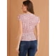 thumbnail image 5 of INSPIRE CHIC Blusa Estampado Floral Cuello V Manga Del Casquillo Cintura De Lazo Envuelva Peplum Top Para Mujeres Beige L, 5 of 6