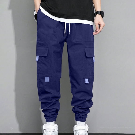 KIHOUT Men's Tactical Cargo Joggers Polyester Pants with MultiPocket Design and Tapered Ankles for Streetwear and Outdoor Activities