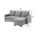 thumbnail image 4 of Benjara 88 Inch Reversible Sleeper Sectional Sofa with Storage Chaise, Light Gray-Color:Light Gray,Material:Linen, 4 of 6