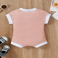 thumbnail image 3 of Baby Summer Romper  Infant Toddler Color Contrasts Ribbed Short Sleeve Crew Neck One-Piece Bottom Jumpsuit, 3 of 6