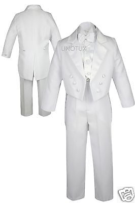 Unotux Boys Suits White Bow Tie Vest Sets Tail Outfit Tuxedos Baby Toddler Teens