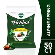 Vicks Herbal Cough Drops for Cough and Sore Throat Relief, Alpine Spring Herbal Blend, 50 count
