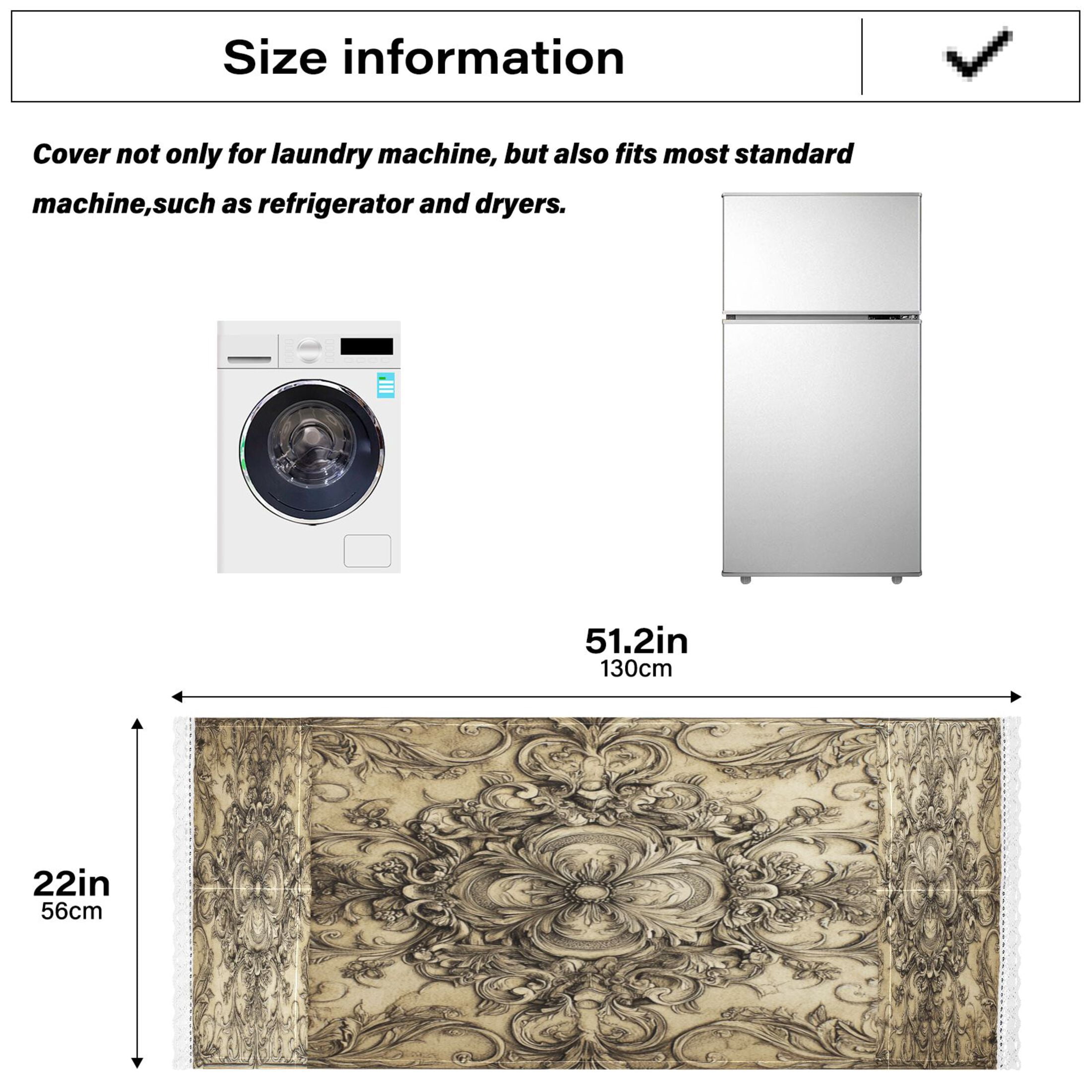 Ntricate Details PatternWasher and Dryer Covers Dust-Proof and Oil Resistant Fridge Cover with 4 Storage Pockets Washing Machine Top Cover for Laundry Kitchen Home 51.2 x 22 In