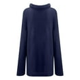 thumbnail image 4 of IROINNID Womens Sweater Turtleneck Pullover Sweater Solid Color Loose Mid-Length Long Sleeve Winter Sweater Bat Hem Knitted Sweater Tops, 4 of 8