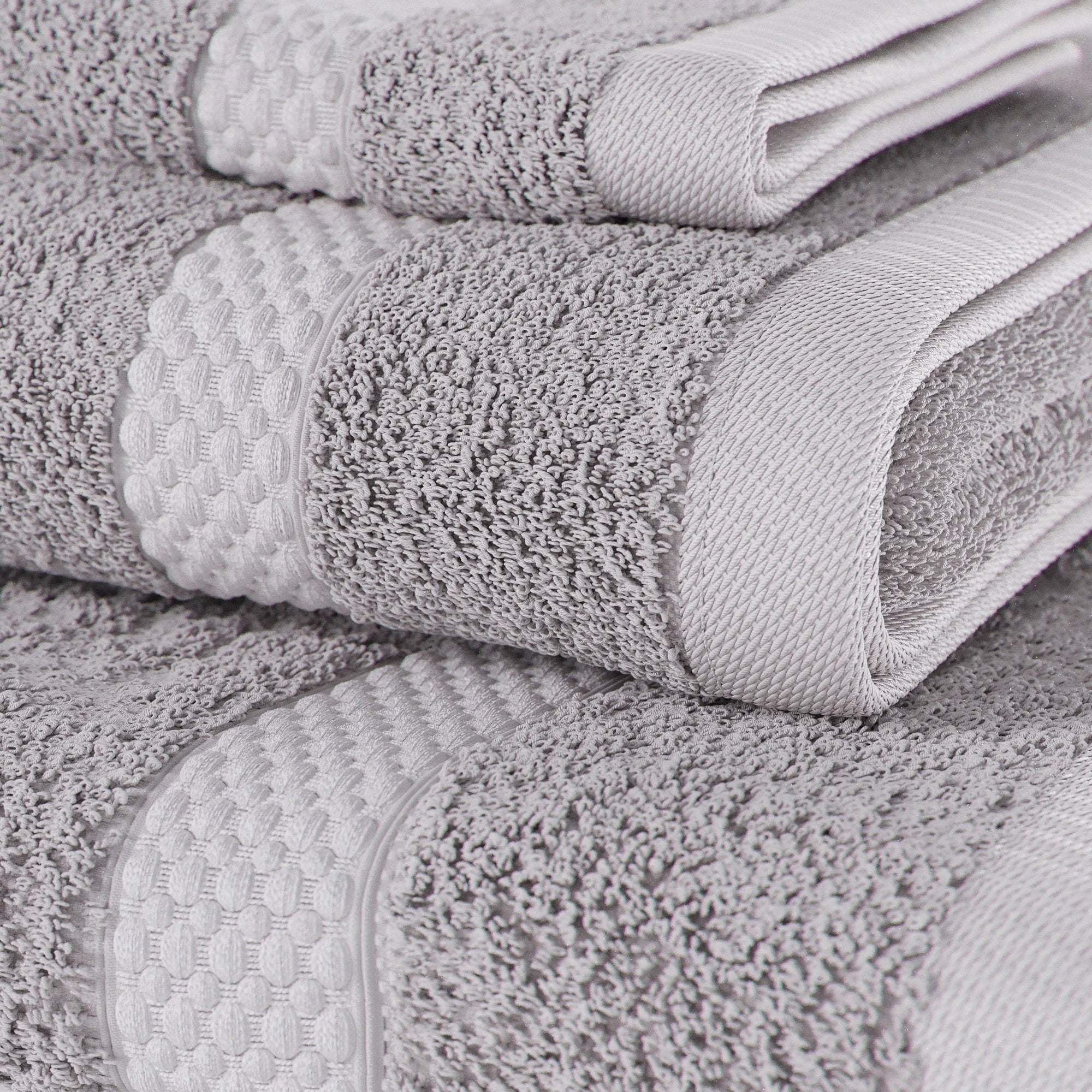 Beautiful by Drew Barrymore 6-Piece Dobby Bath Towel Set, Soft 100% Cotton, Porcini Taupe