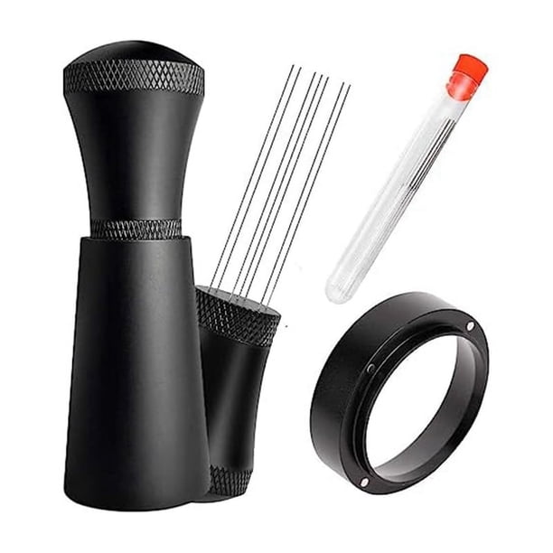 Herramienta de DistribucióN de Espresso WDT Tools - Embudo Dosificador de 53,5 mm y Distribuidor Agitador de Agujas de Acero Inoxidable 316 de 0,35 Mm