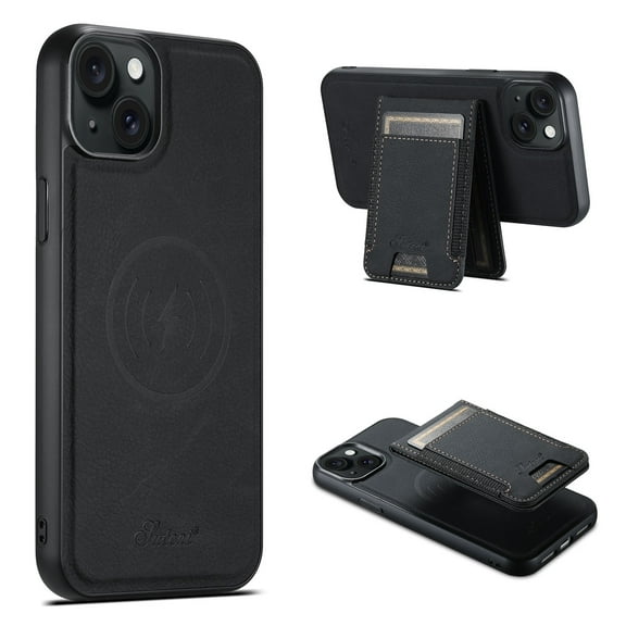 for iPhone 13 Classic Wallet Case with Card Holder, 2 in 1 Detachable Magnetic Elastic Back Cards Slots Case Magsafe Shockproof Protective Phone Cover for iPhone 13 - Black