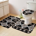 thumbnail image 4 of Aztec Triangle Pattern Bathroom Rugs Set Pink Black White Western Tribal Non Slip Absorbent Soft Bath Mats 3 Piece Set with Bathroom Rug, U-Shaped Floor Mat, Toilet Seat Cover Small Size, 4 of 9