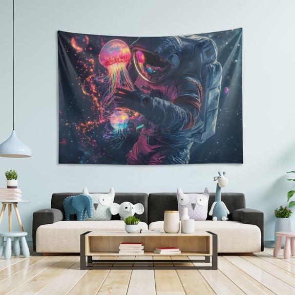 Yayeee Tapestry Wall Hanging for Bedroom 60 x 40" Home Decoration for Living Room, Glowing Jellyfish