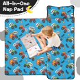 thumbnail image 4 of Monster Cartoon Truck Blue Pattern Teens Toddler Nap Mat with Pillow, Sleeping Mat Bag for Preschool Daycare 50"x20", 4 of 6