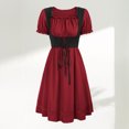 thumbnail image 1 of Mini vestido con volantes para mujer informal con cuello cuadrado ajuste holgado conjunto de vacaciones con bloques de color, 1 of 7