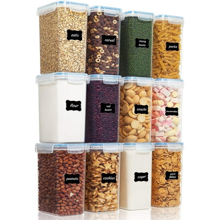 Airtight Food Storage Containers 12 Pieces 1 8qt 2l Plastic Pba Free Kitchen Pantry For Sugar Flour And Baking Supplies Dishwasher Safe Include 24 Labels Blue Canada Airtight Food Storage Containers 12, Flour And Sugar Storage Containers Canada