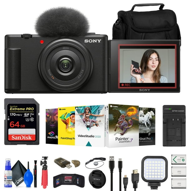 Sony ZV-1F Vlogging Camera (Black) (ZV1F/B) + Case + 64GB Card +
