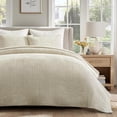 thumbnail image 6 of EVERGRACE Velvet Quilt Set California King 118'' x 106'', Luxurious Soft Striped Channel Bedding Set, Lightweight Velvet Comforter for All Season, Oversized Bedspread Coverlet with 2 Shams, Beige, 6 of 8