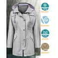 thumbnail image 2 of Gabardina impermeable LOMON con capucha larga para mujer, gris, XL, 2 of 6