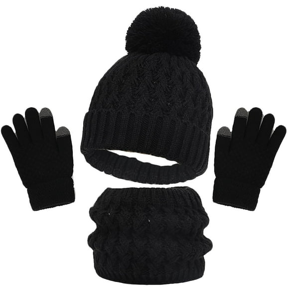 Winter Hat, Scarf & Glove Sets for Boys Girls Size 1-6 Toddlers Thermal Warm Fleece Lined Knitted Pom-Pom Beanies Hats Scarves Gloves