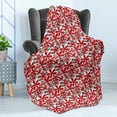 thumbnail image 4 of Feminine Soft Flannel Fleece Throw Blanket, Doodle Art Style Abstract Flowers with Red Petals and Black Leaves, Cozy Plush for Indoor and Outdoor Use, 50" x 70", Scarlet White Black, by Ambesonne, 4 of 5