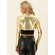 thumbnail image 4 of Cárdigan Corto Metálico brillante Allegra K bolero para Mujer Oro M, 4 of 6