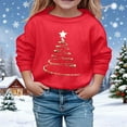 thumbnail image 2 of DHFJKG Boys Girls Santa Pullover For Kids Star Light Christmas Tree Printed Round Neck Long Sleeved Loose Fit Top Hoodless Winter Casual Trendy Tops, 2 of 4
