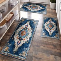 Kitchen Rugs Sets of 3 Non Slip Washable Kitchen Mats for Floor, Waterproof Kitchen Runner Rug, Floor Mat Carpet for Entryway, Laundry, Sink, Hallway, Bathroom