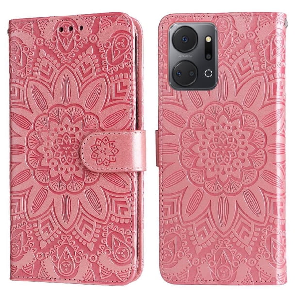 Funda tipo cartera GANGXUN para Honor X7A , diseño girasol, cuero PU, soporte, cierre magnético, tarjetero