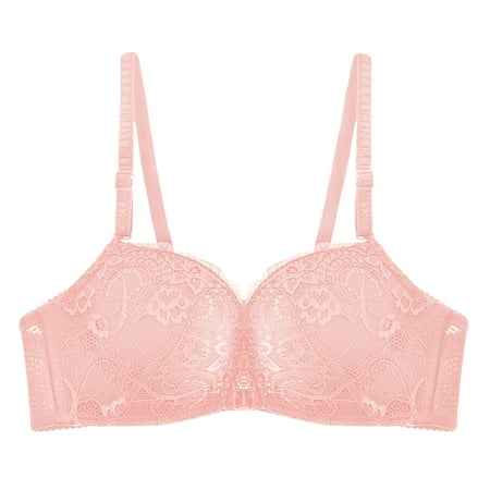 

dmqupv Support Bra Womens No Steel Ring French Womens Front Close Bra T Back Plus Size Seamless Unlined Padded Underwire Bra Pink 75C