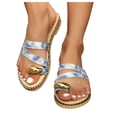 thumbnail image 1 of Sandales Pantoufles Boho pour Femmes 2025 Bohèmes Plage Été Tongs Plates Mules Strass Robe à Enfiler, 1 of 9